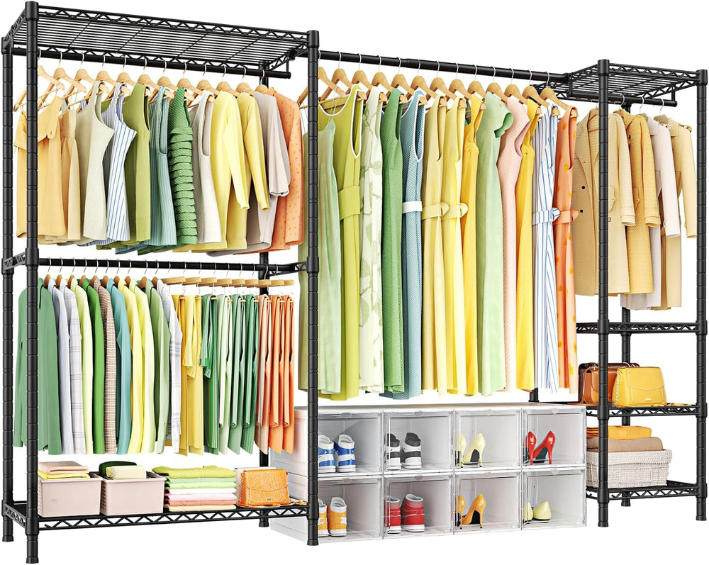 Ulif E10 Clothes Rack（With Stretchable Hanger Rod）Freestanding Clothing Racks...