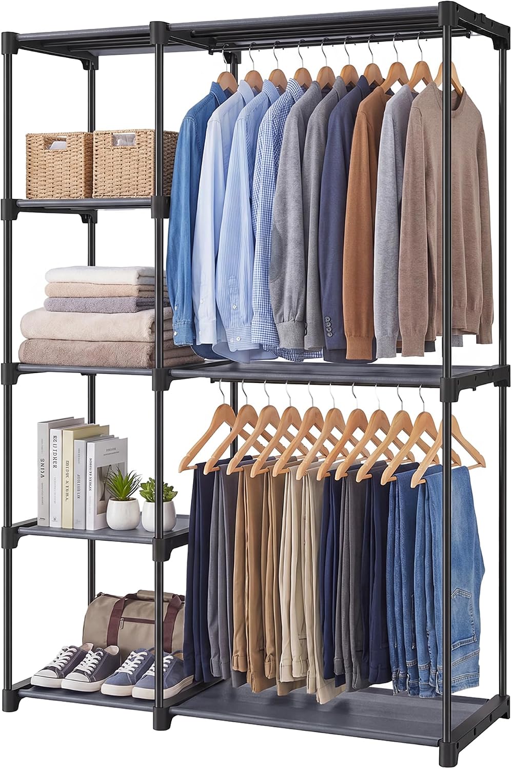 SONGMICS HOME Freestanding Clothes Rack, Portable Closet, for Cloakroom, Bedr...