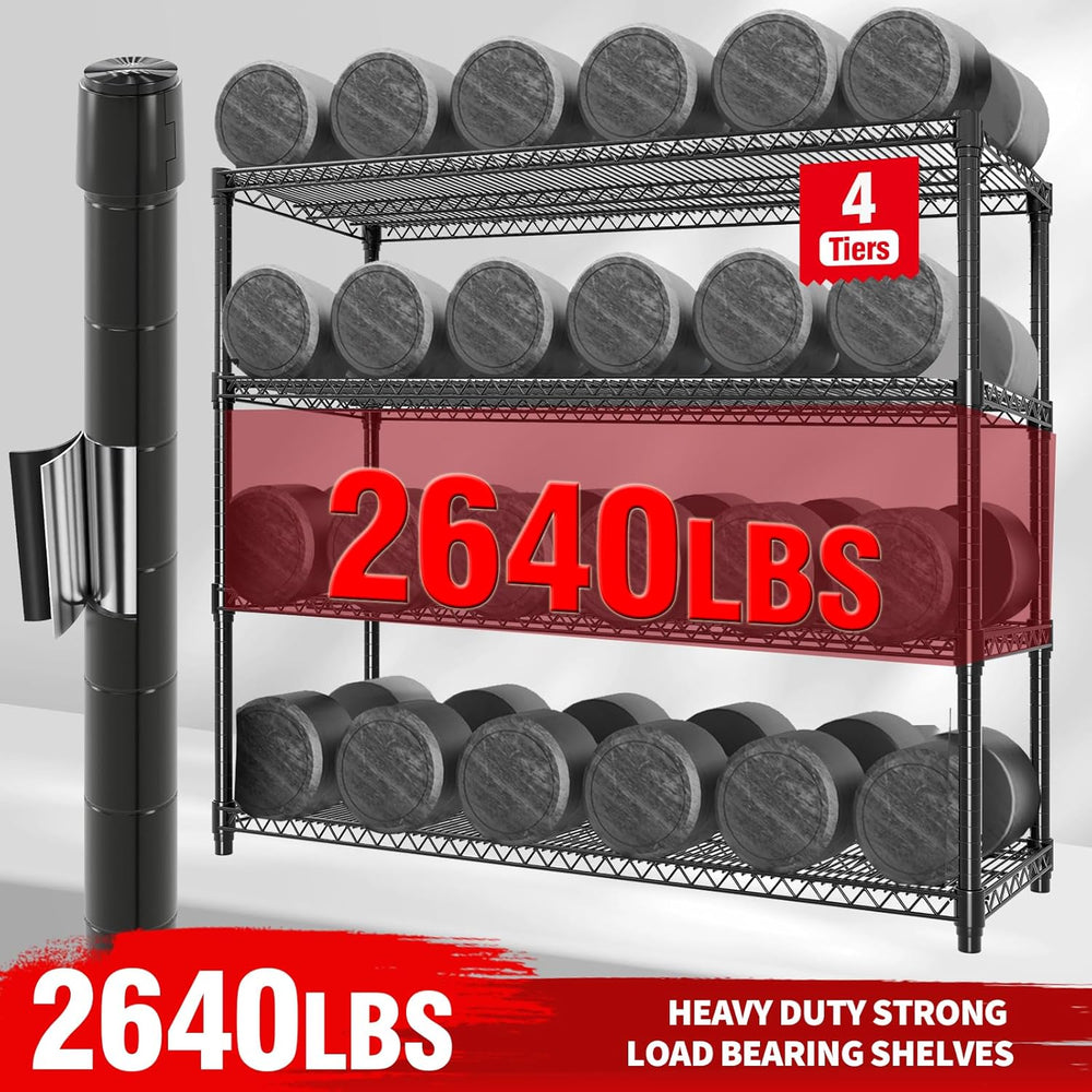 Garvee 71.8"H Metal Shelving with Wheels, 4-Tier Storage Shelves Heavy Duty