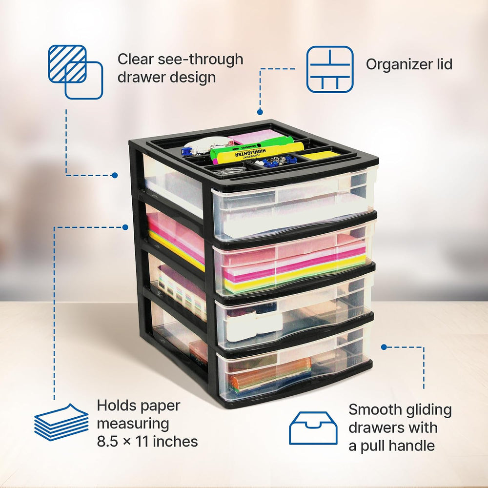Gracious Living 4 Drawer Desktop & Countertop Organizer w/Organization Li...