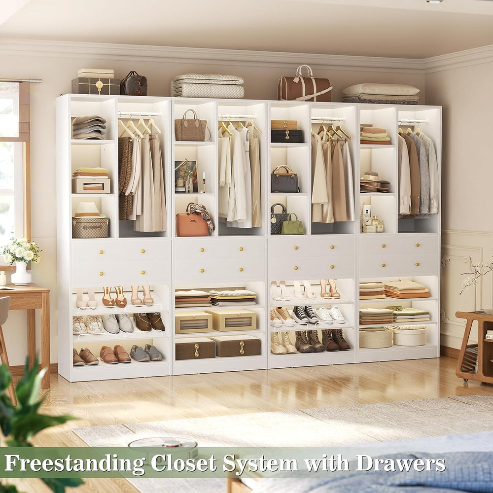 Besiost Closet System, 111"/9.3 FT Closet Organizer System with 8 Drawer...