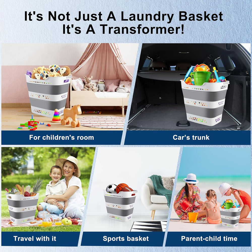Collapsible Laundry Baskets 42L 2 Pack Pop Up Clothes Hamper for Laundry