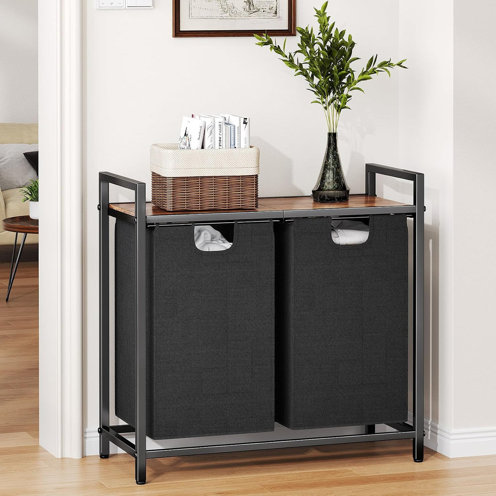 Kitstorack Laundry Basket Organizer, Laundry Hamper with Shelf & 2 Pull-O...