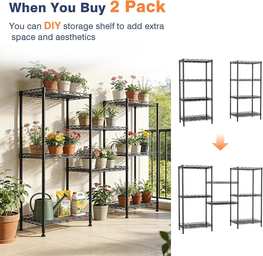 4-Tier Wire Shelf Metal Rack, Narrow Wire Shelving Unit, Small Wire Shelf