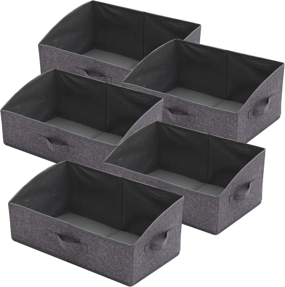 TENABORT 5 Pack Trapezoid Large Foldable Closet Storage Bins with Handle, Fab...