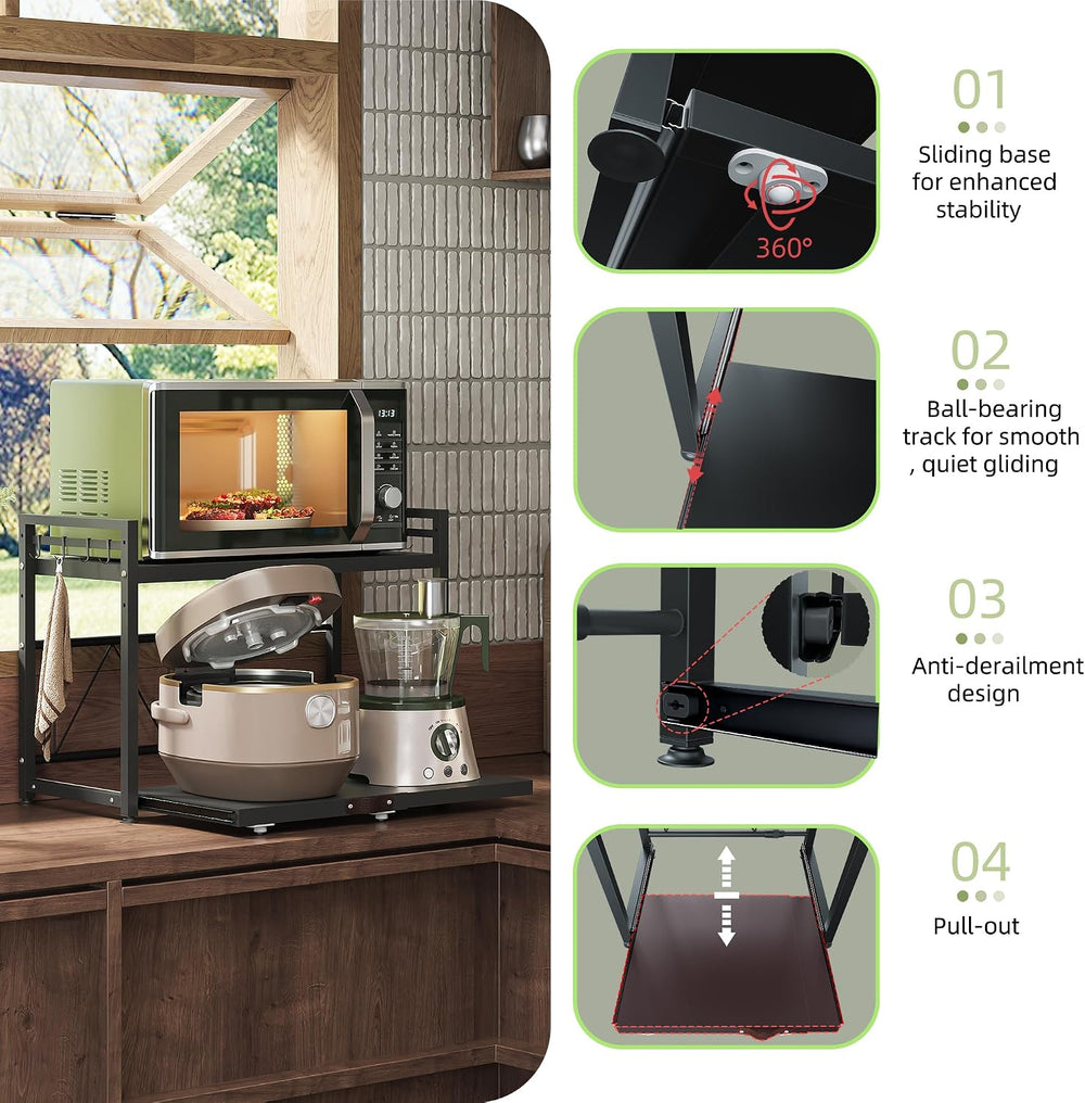 NETEL 2 Tier Expandable Microwave Stand countertop,Microwave Oven Rack