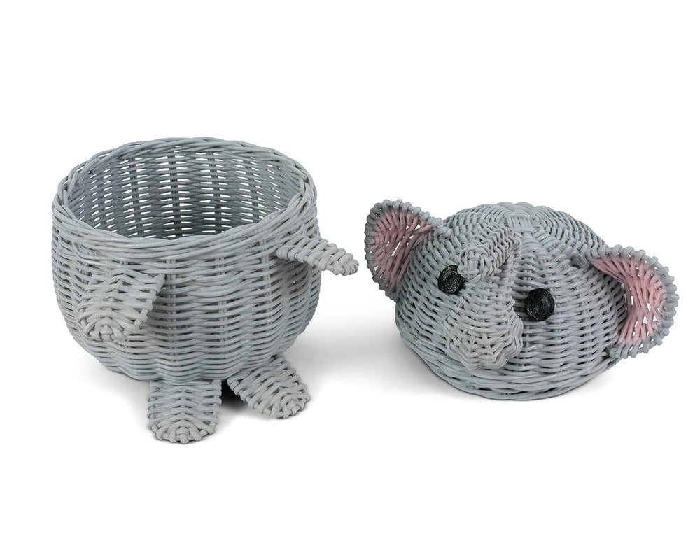 G6 COLLECTION Elephant Rattan Storage Basket With Lid Decorative Home Decor H...