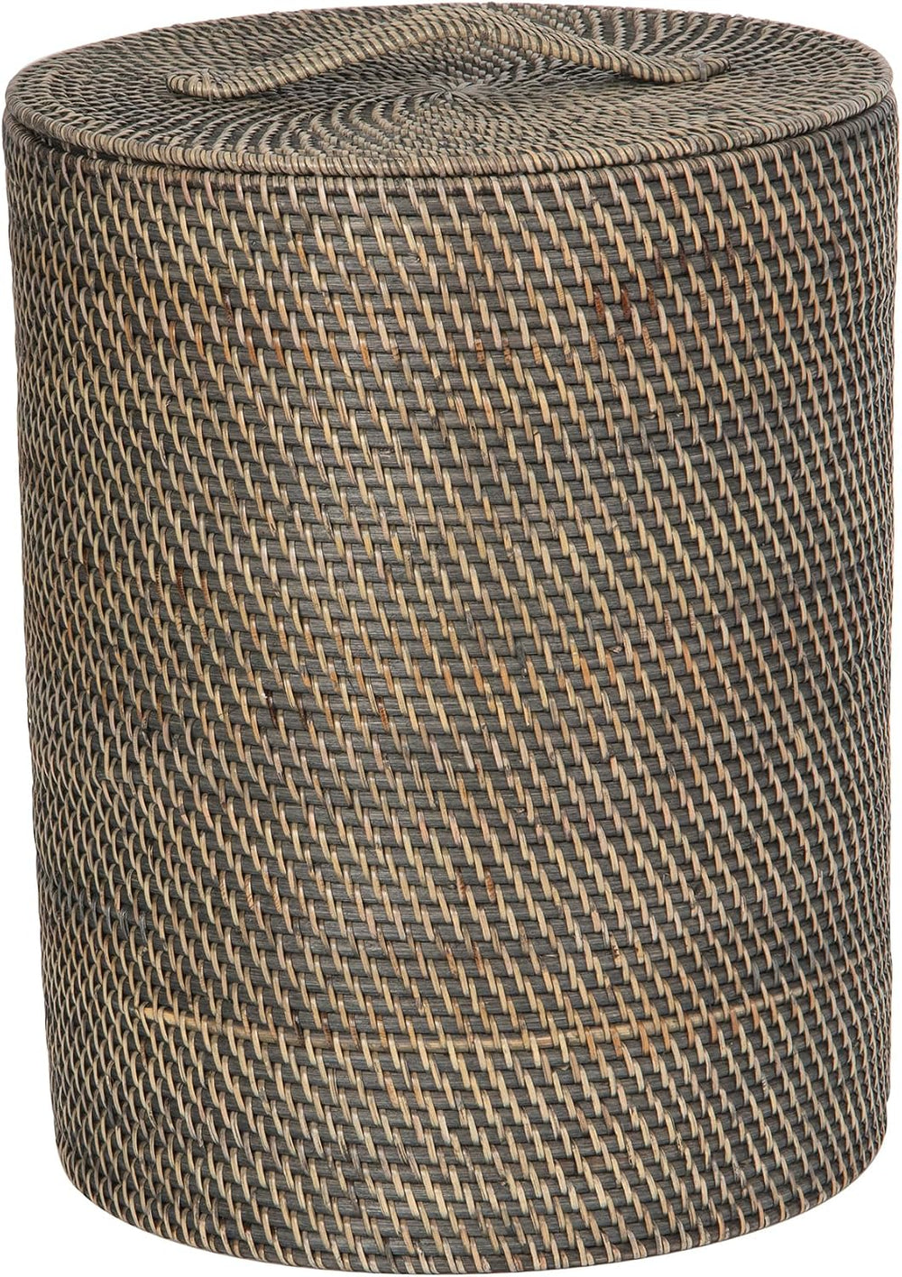 KOUBOO SMALL Rattan Laundry Hamper with Lid and Removable Liner, Black Wash