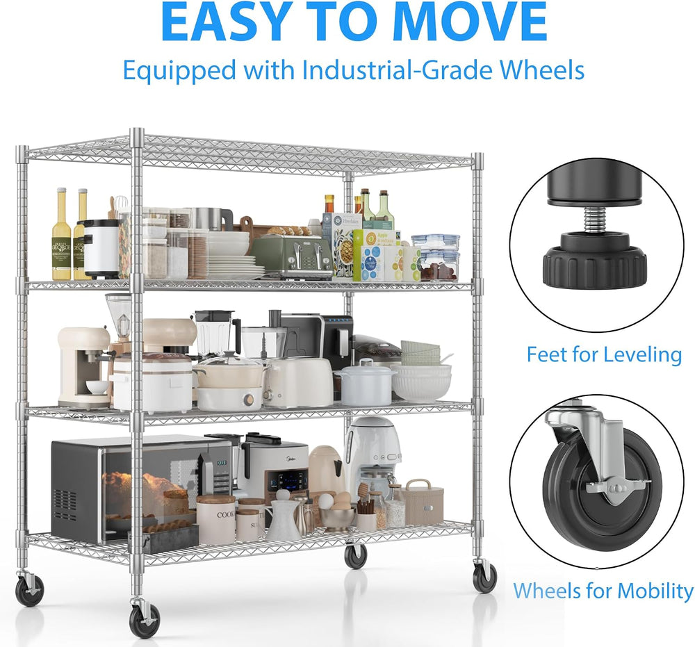 Homdox Heavy Duty Metal Shelves for Storage, 4 Tier Storage Racks and Shelvin...