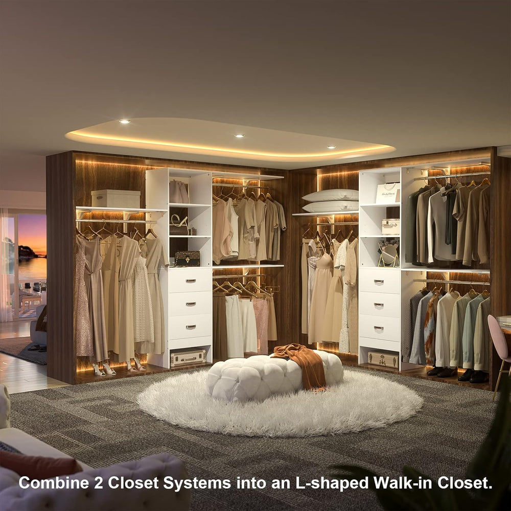 iSunirm 8FT Closet System, 96'' Closet Organizer System with 3 Hangin...