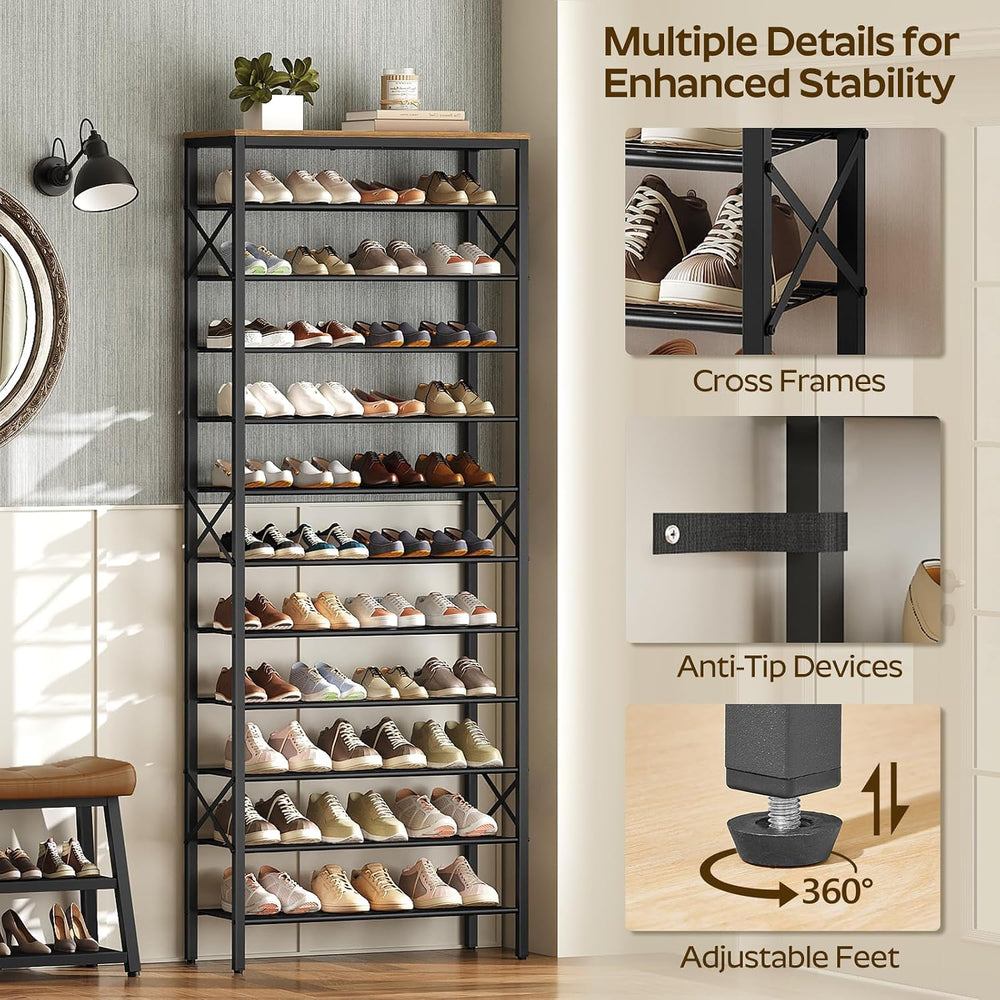 YATINEY 12 Tier Shoe Rack, Large Capacity Shoe Storage Organizer Holds 48 Pai...