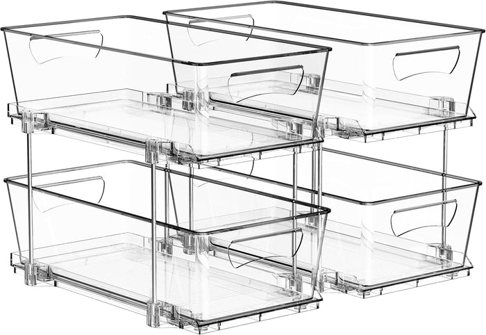 Simple Houseware 2Pcs 2-Tier Slim Drawer Cabinet Pull-Out Organizer, Clear