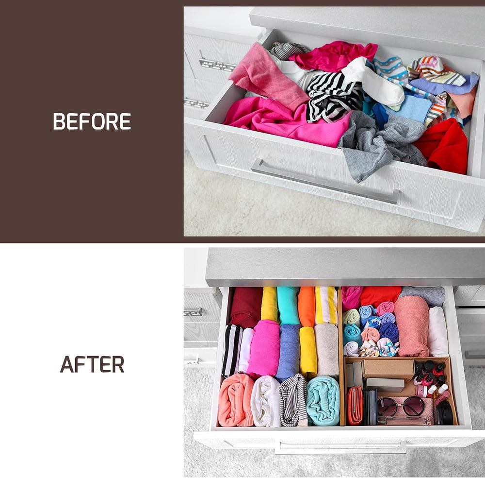 6-Pack Drawer Dividers 6-Inch High Dresser Drawer Organizer 11.5 to 17 Inch