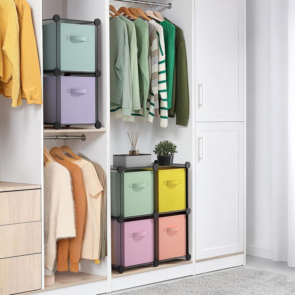 Sorbus 6 Cube Storage Organizer with 6 Fabric Bins (Clear)