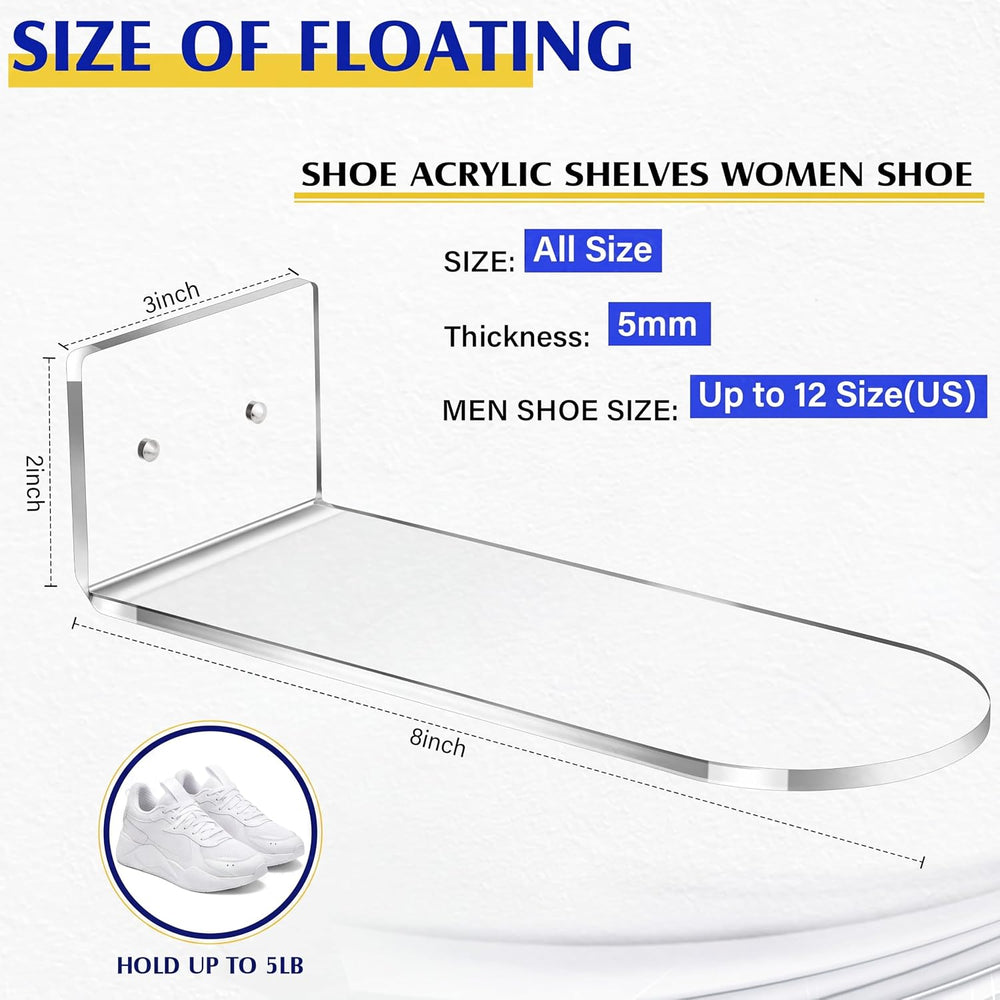 Treela 30 Pack Floating Shoe Display Shelf for Closet Acrylic Clear Shoe Wall...