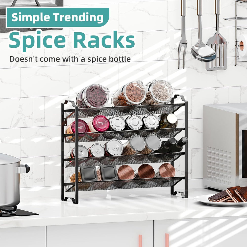 Simple Trending 2 Pack 4 Tier Spice Rack Organizer, Stackable Kitchen Counter...