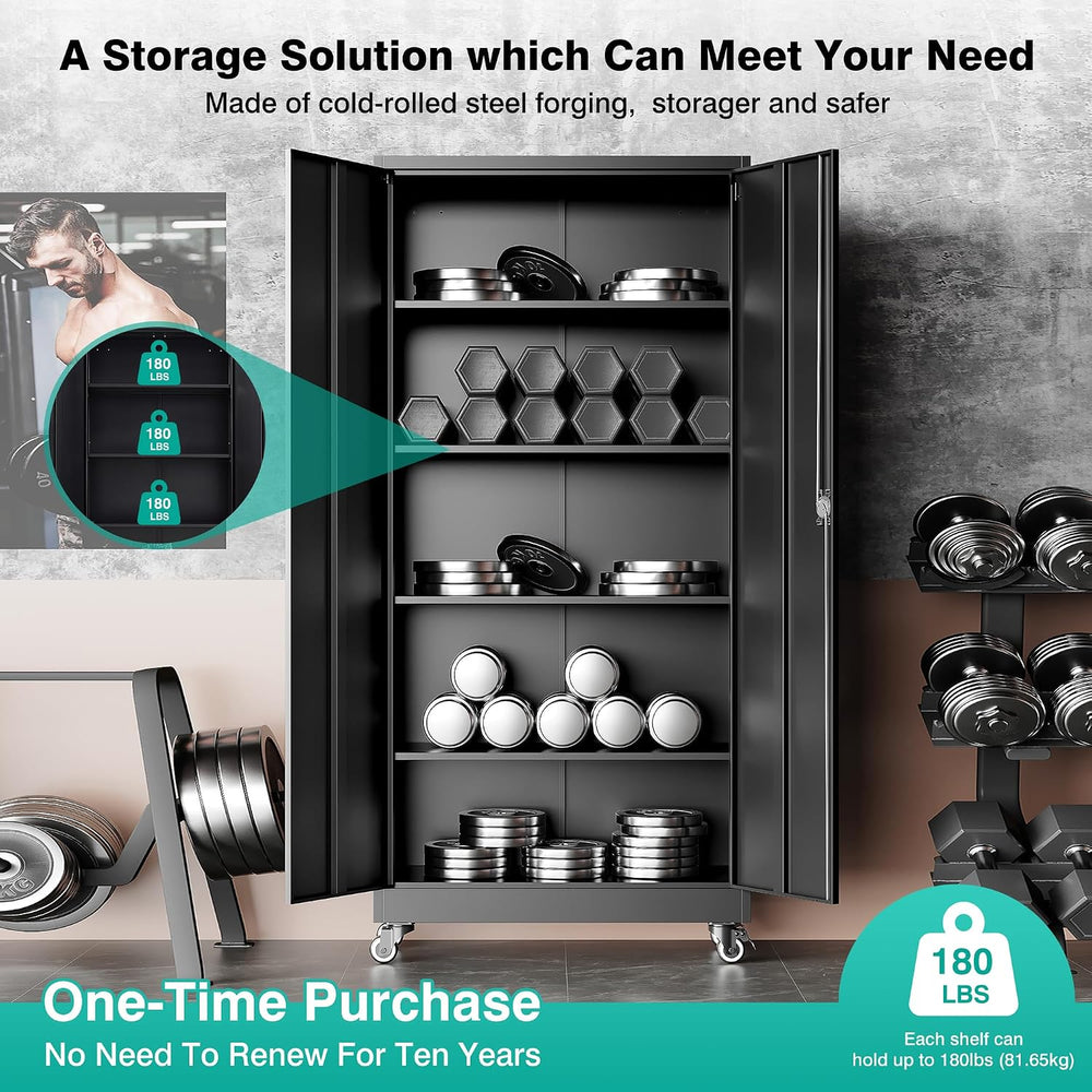 SISESOL Metal Storage Cabinet with Wheels,75 inch Tall Rolling Garage Storage...