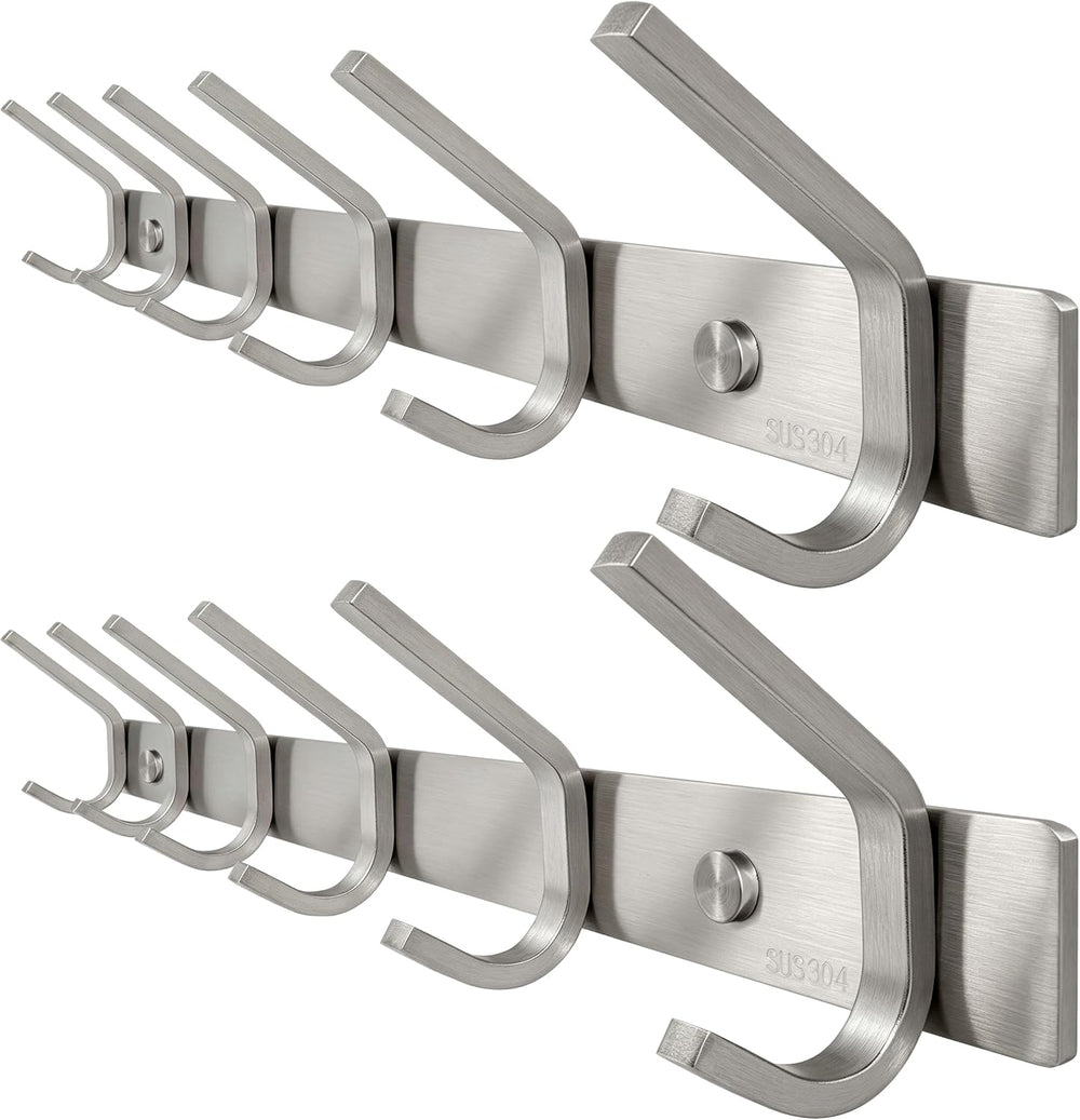WEBI 2 Packs, Heavy Duty Stainless Steel 304 Hook Rail Coat Rack, Satin Finis...