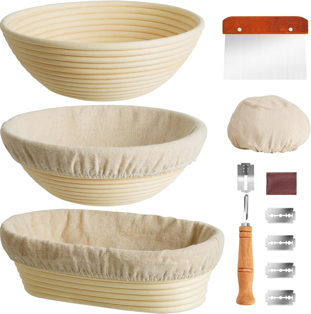 Kikcoin 9" & 10" & 10" Banneton Bread Proofing Basket ...