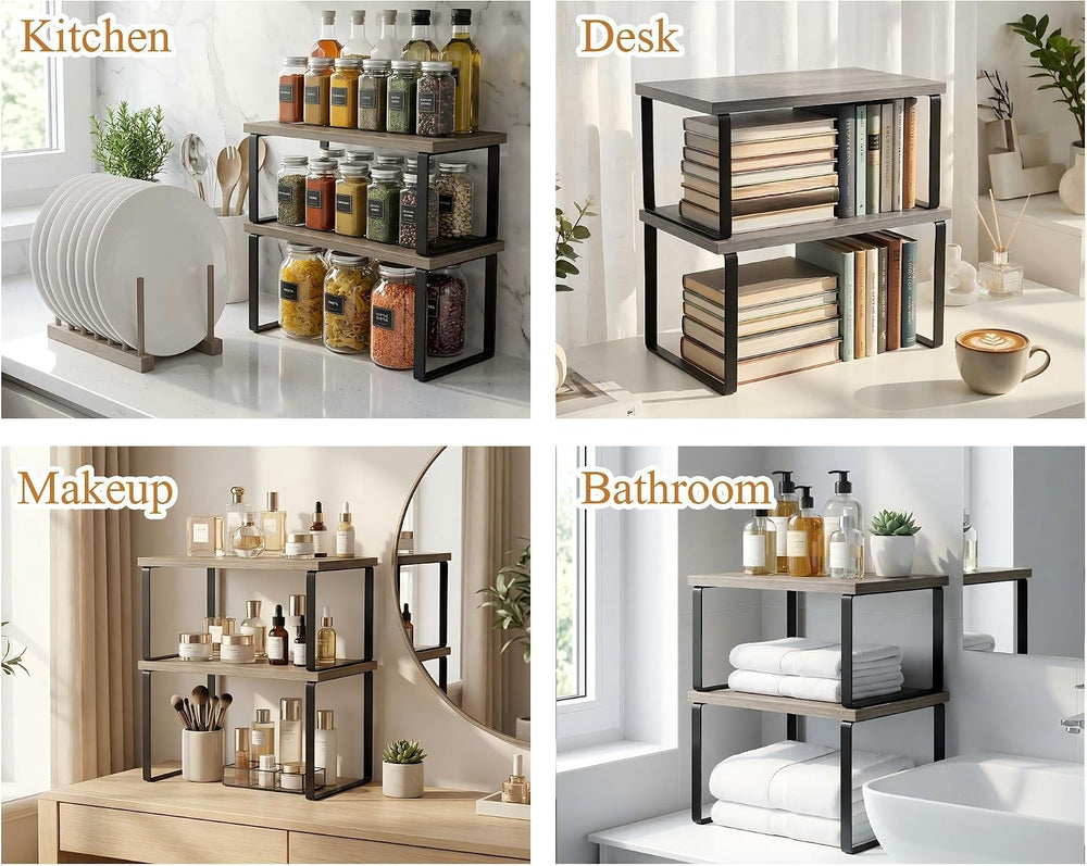 4 Pcs Kitchen Organizer Accessories Set for Cabinet, Gray, 11.8 x 7.9''