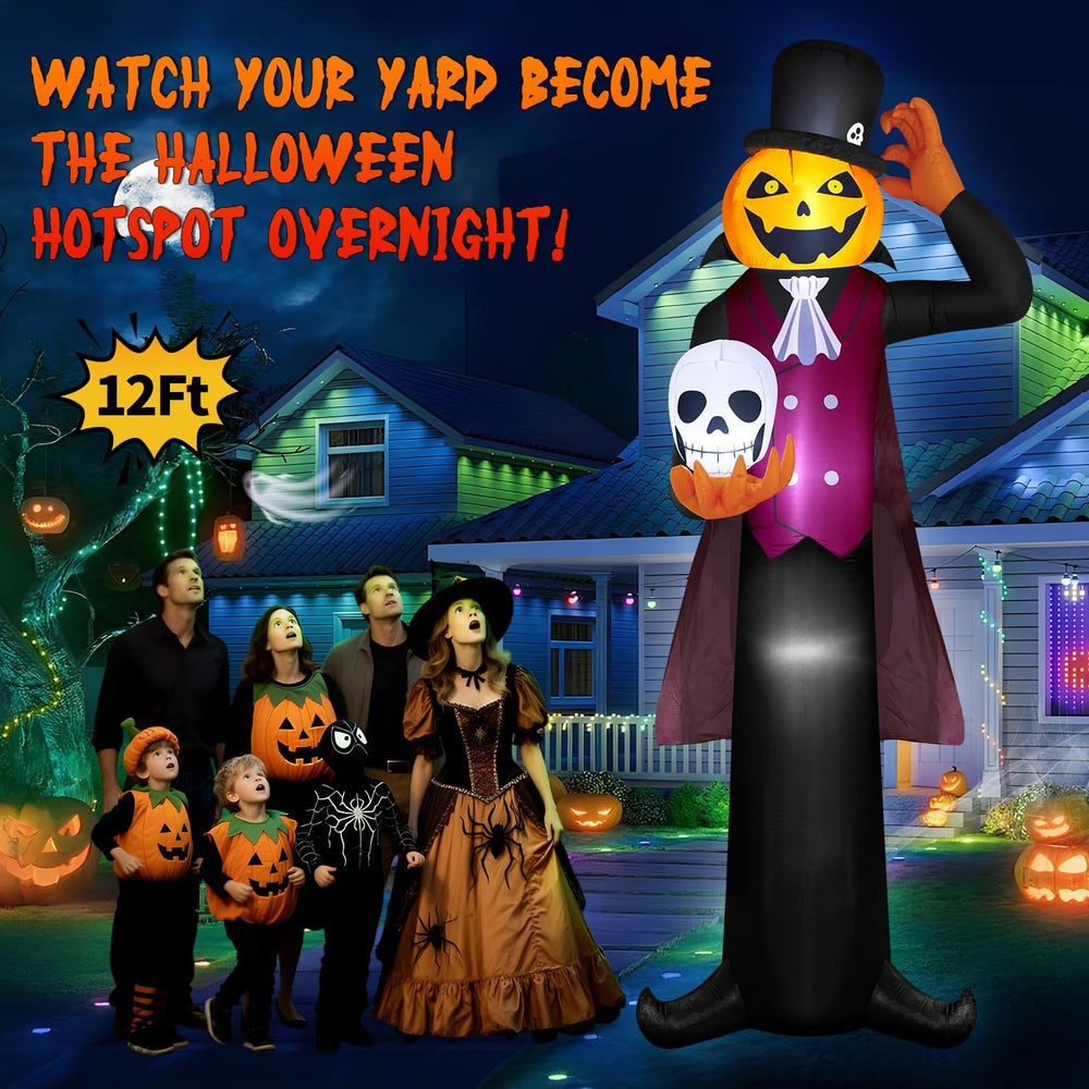12FT Giant Halloween Inflatables Pumpkin Ghost Vampire, Halloween Decorations...