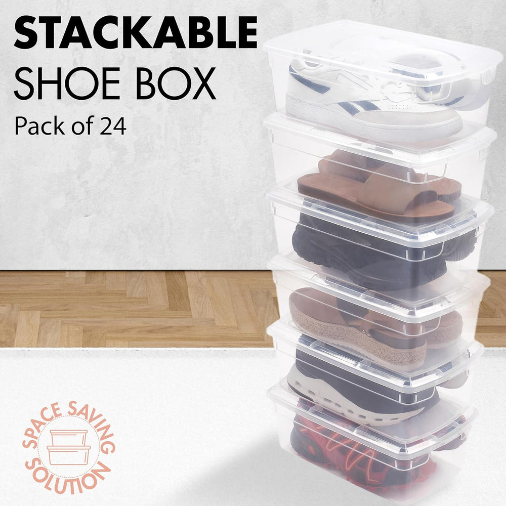 ORGANIZE-IT!,Pack of 24-6QT Ultra Premium Clear Shoe Box, Modular Storage Box...