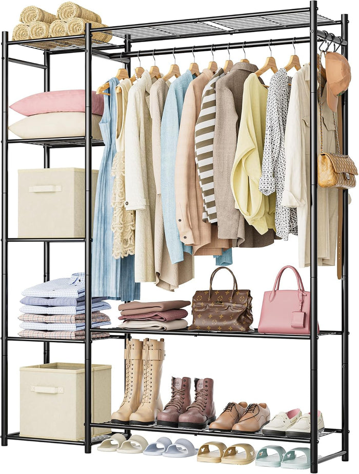 HOMIDEC Wardrobe Closet,Portable Clothes Rack with 4 Tiers Shelves