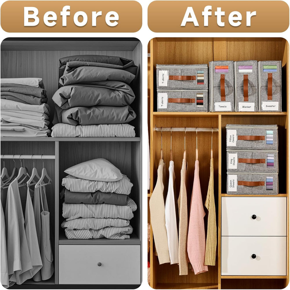 8pack Bed Sheet Organizer, Foldable Linen Closet Organizers and Storage with ...