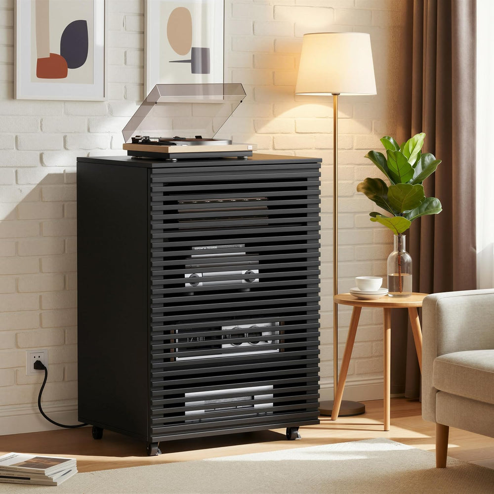 PAKASEPT AV Media Cabinet, 5-Tier AV Media Stand with Grille Door and Adjusta...