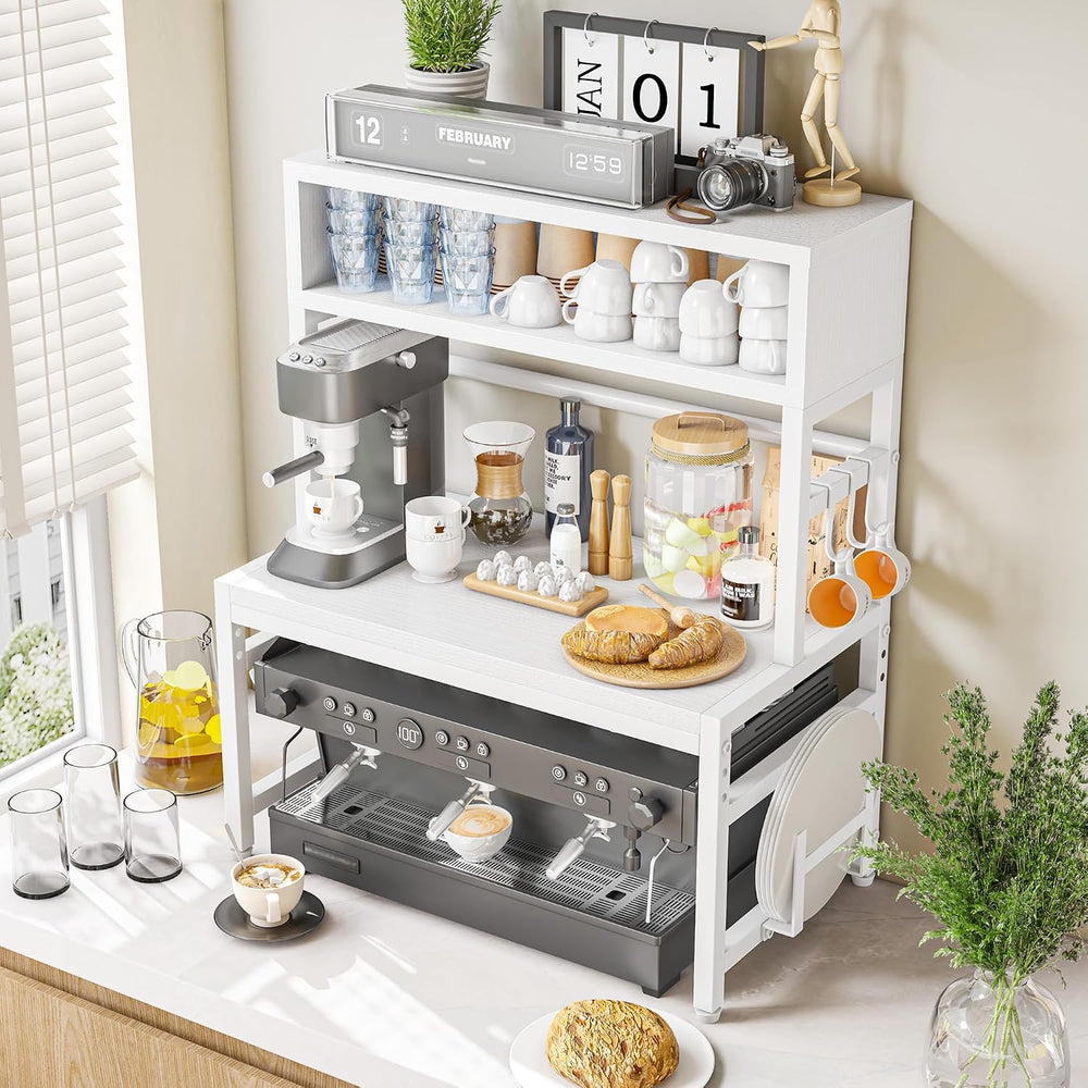 EnHomee 4-Tier Microwave Stand for Countertop Storage, White