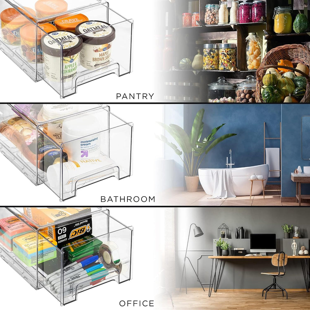 Sorbus Clear Storage Drawers for Refrigerator (Wide + Narrow Deep, 6 Pack)