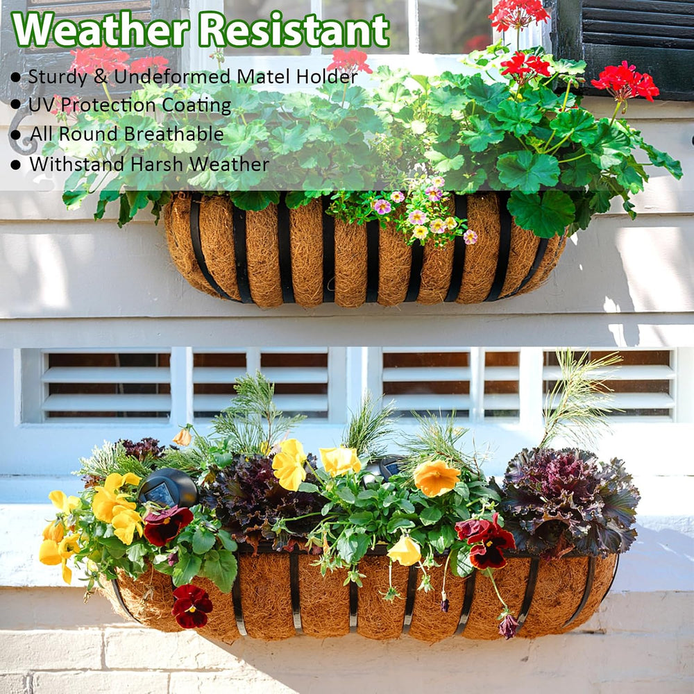 Railing Planter Window Box - 2 Pack 30 Inch Deck Balcony Rail Planter with Co...
