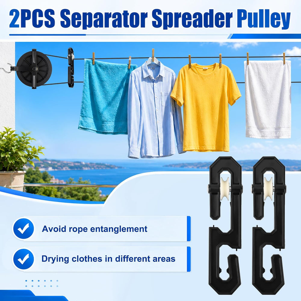 Outdoor Clothesline Kit, Metal Clothes line Pulley Kit for Outside