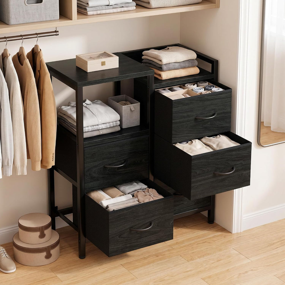 Furnulem Black Dresser for Bedroom, 5 Drawer Small Fabric Closet Dresser