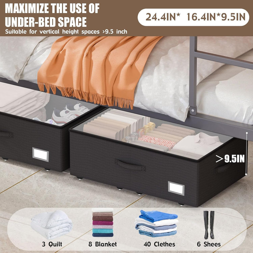 EE-RoomWorld Underbed Storage Bins With Wheels, No Assemble Required 10 inche...