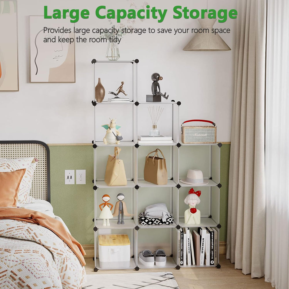 C&AHOME Cube Storage Organizer, 12-Cube Shelf Units, Closet Cabinet White