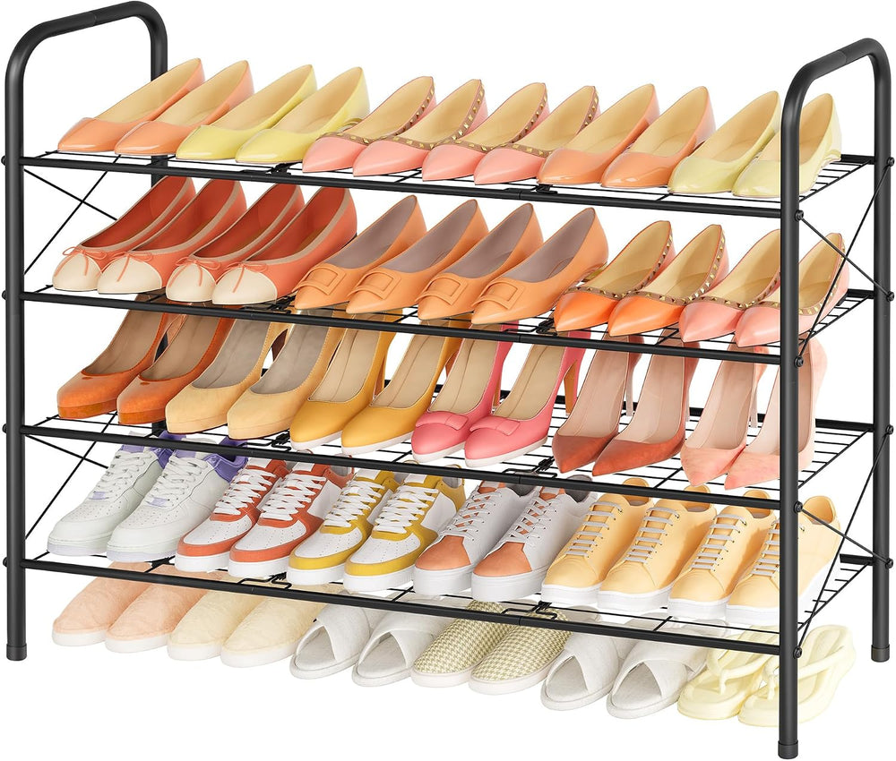 Hoctieon 4 Tier Mesh Style Shoe Rack, Entryway Shoe Shelf, Shoe Storage Organ...