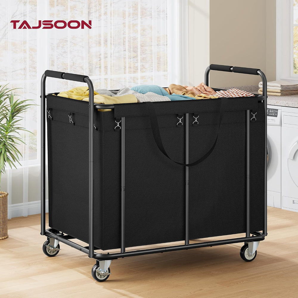Tajsoon Large Laundry Cart with Wheels 450L, Rolling Laundry Hamper, Black