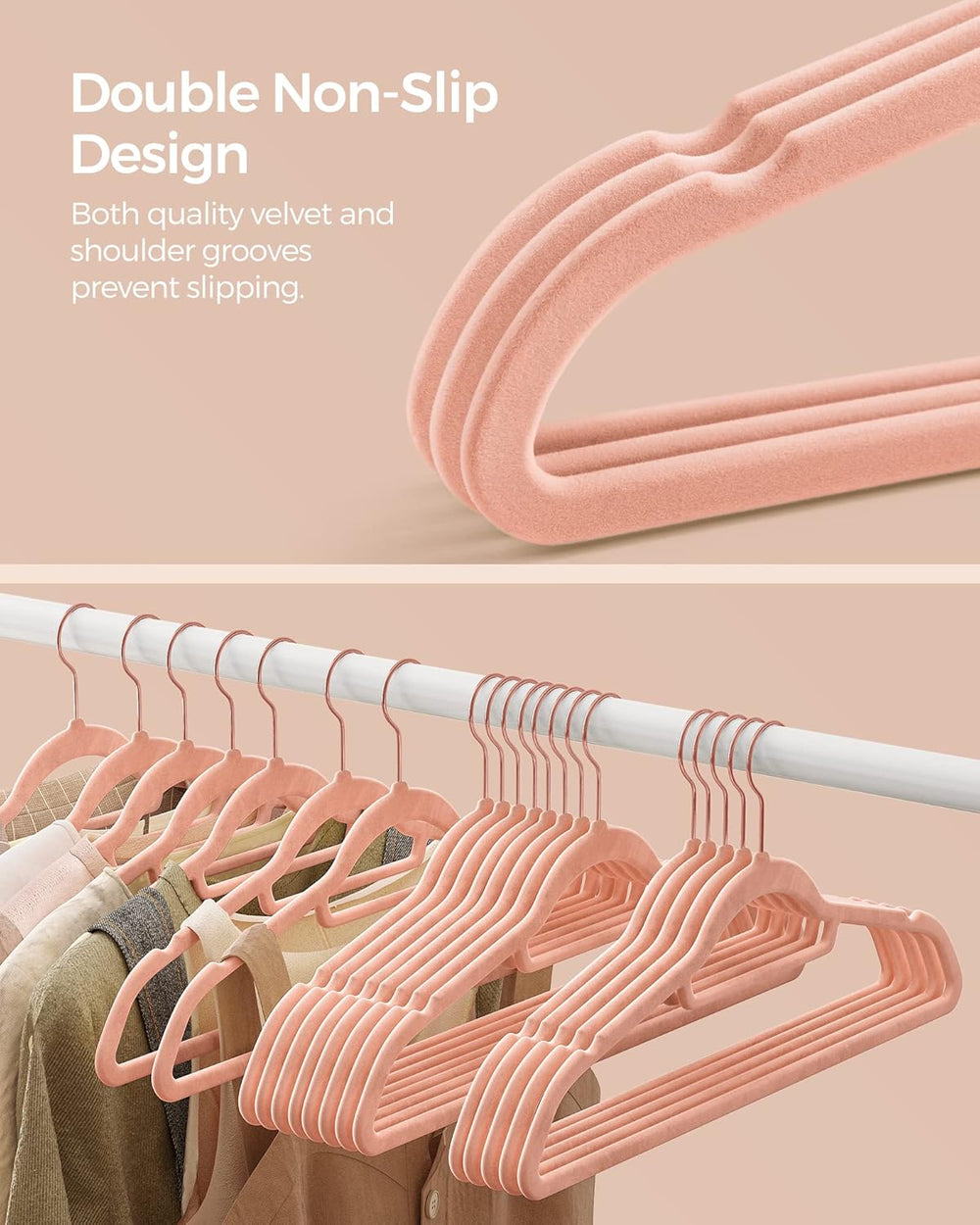 SONGMICS Velvet Hangers, Set of 100, Non-Slip, 17.1 x 8.9 x 0.2 Inch