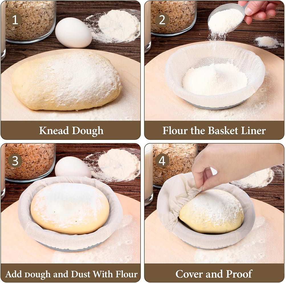 10 Inch Oval Cotton Banneton Proofing Basket Set of 6, Mini Sourdough Bread B...