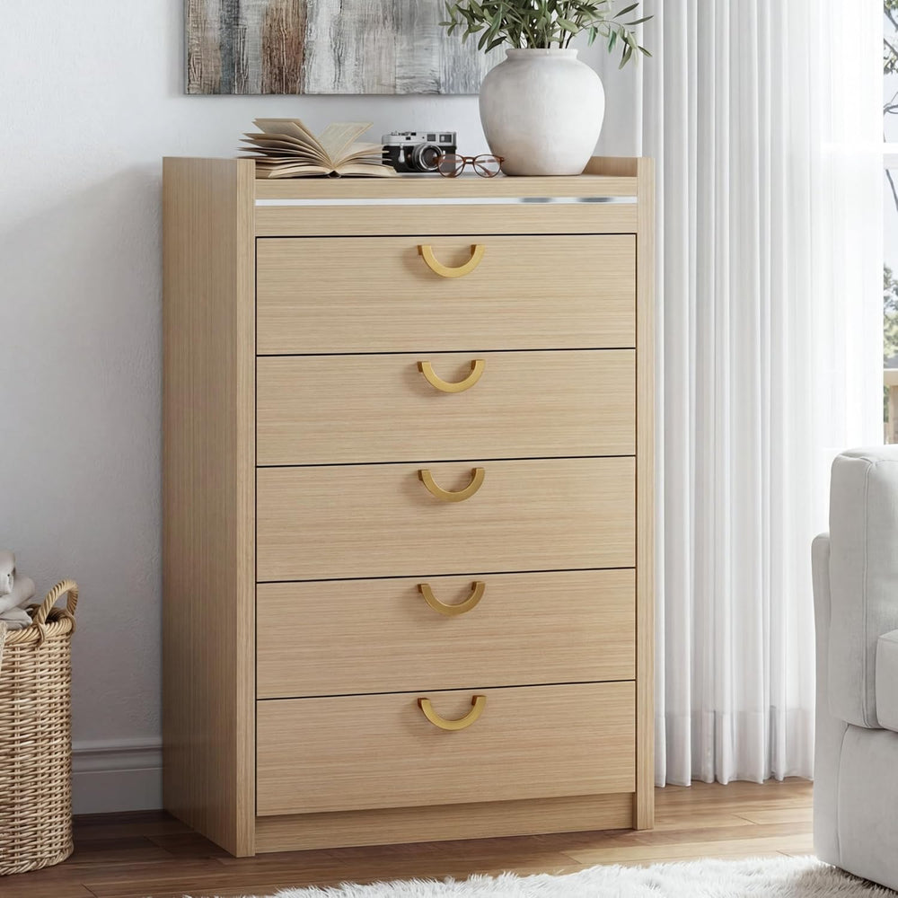 Gyfimoie 5 Drawer Dresser for Bedroom, 46.4" Tall Modern Chest of Drawer...