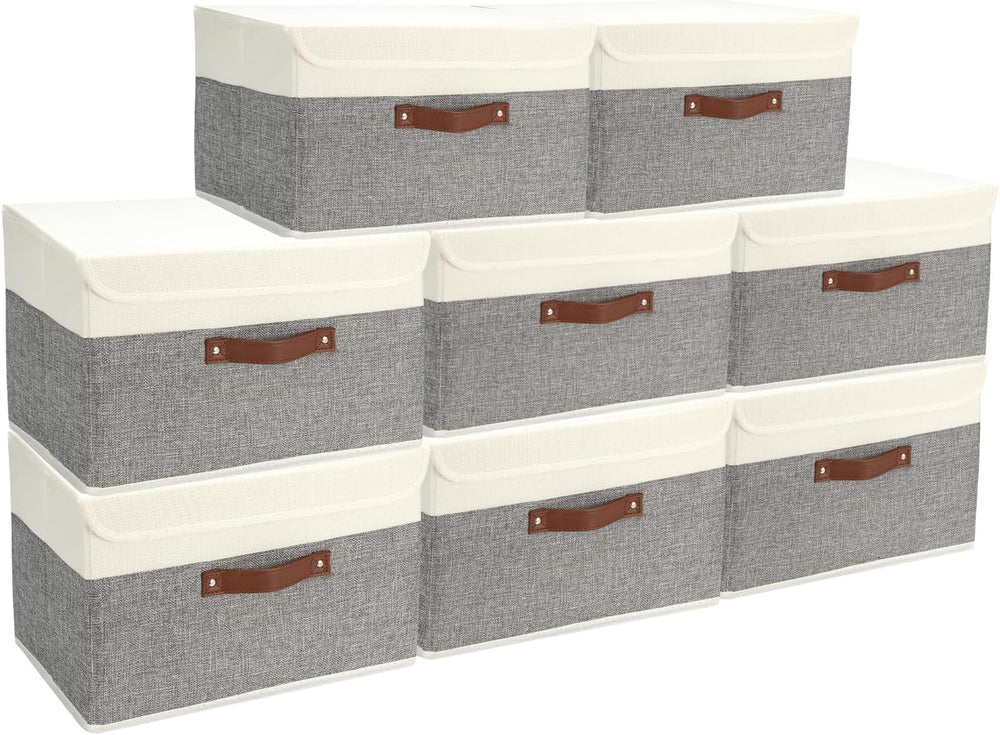 SAMORADREA 8 Pack Storage Bins Foldable Storage Boxes Fabric Storage Box with...