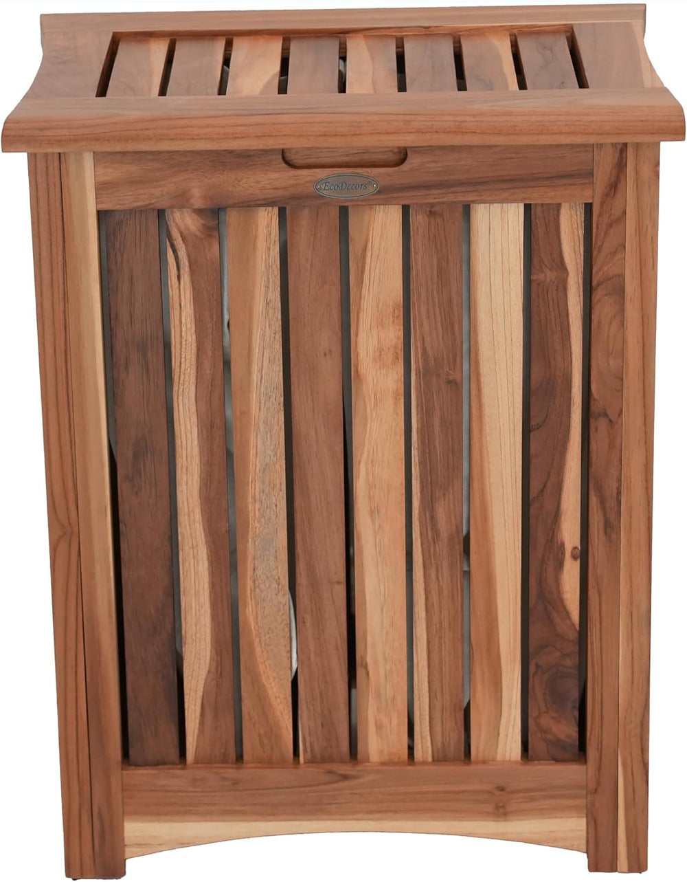 EcoDecors 18x12x16" Solid Teak Double Laundry Hamper, Natural