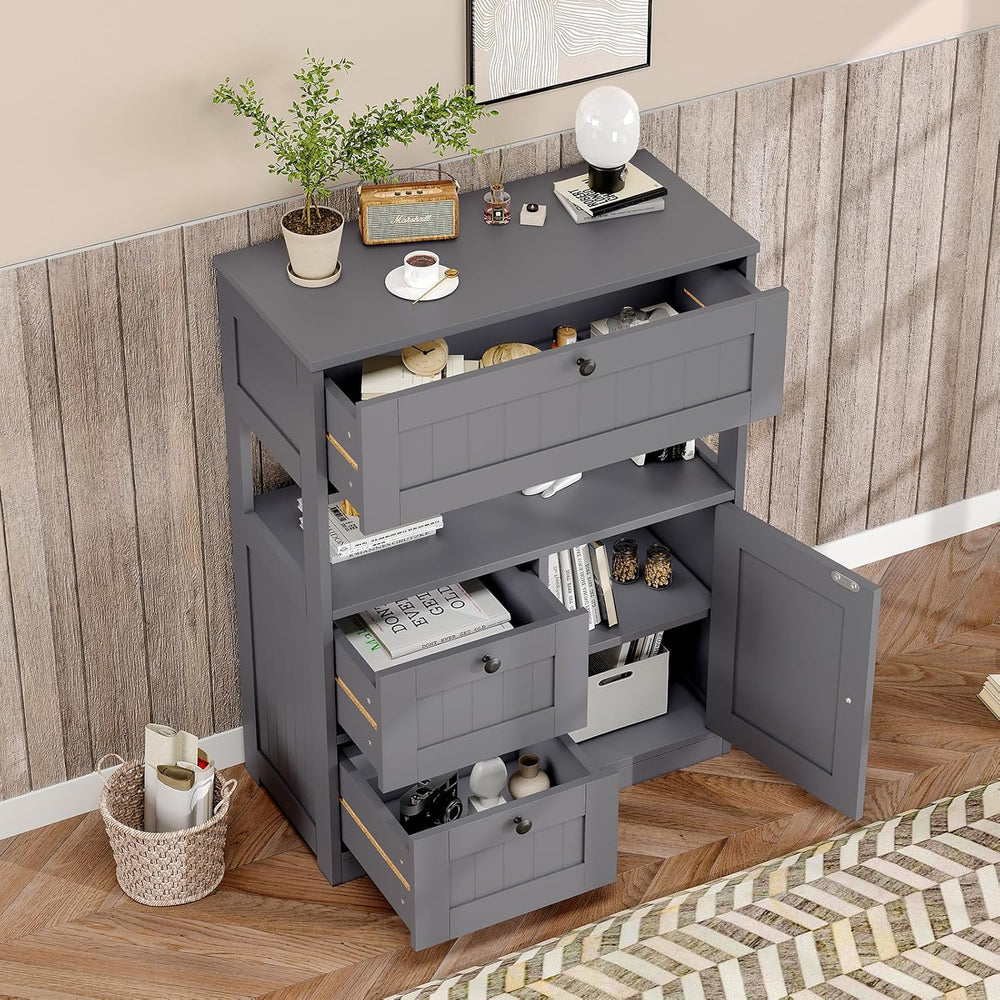 GRUSIGN Bathroom Cabinet, Modern Bathroom Floor Storage Cabinet Organizer wit...