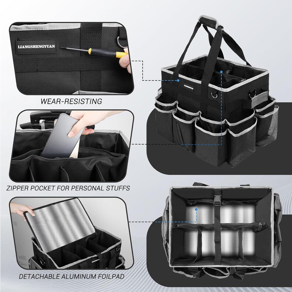 Large Rolling Cleaning Caddy Bag, Cleaning Caddy with Wheels with Detachable ...