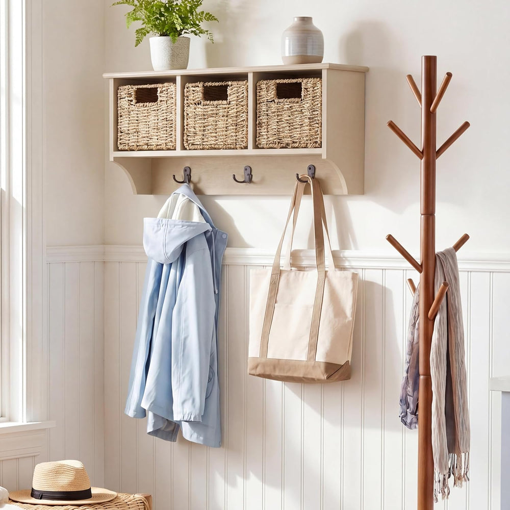 SAFAVIEH Home Collection - Finley Sand Wall Mounted 3-Basket Storage Rack wit...