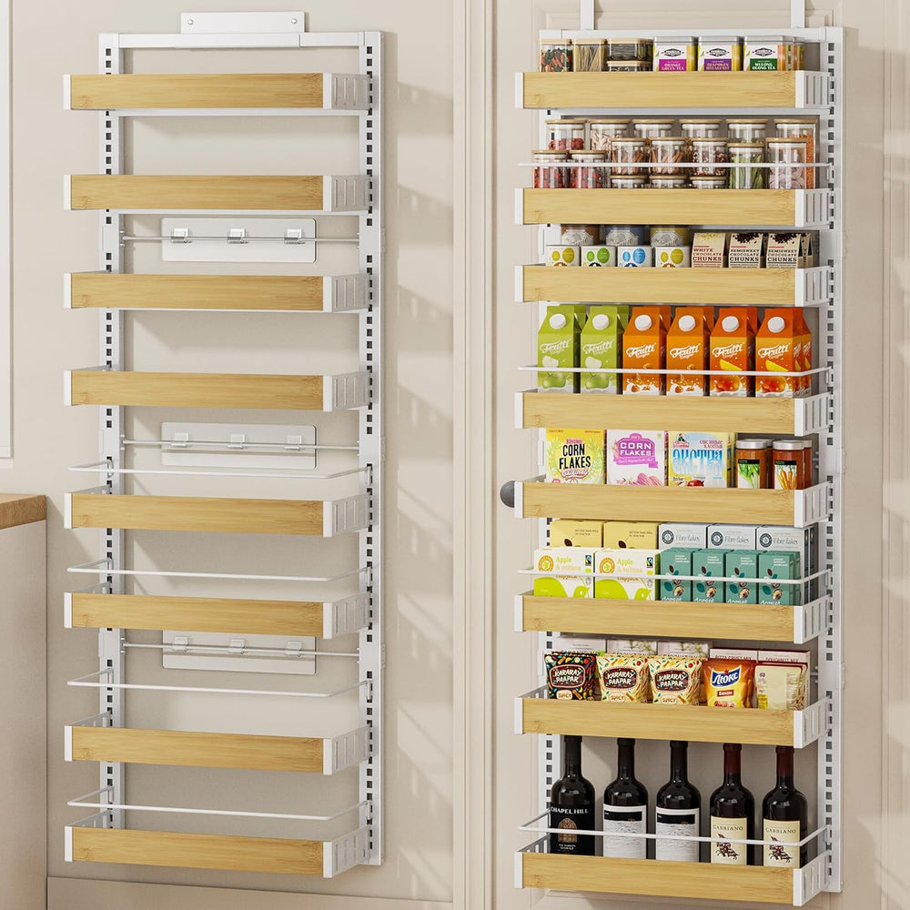 POKIPO 8 Tier Over The Door Pantry Organizer, 2 IN 1 Wall Mount or Hanging Sp...