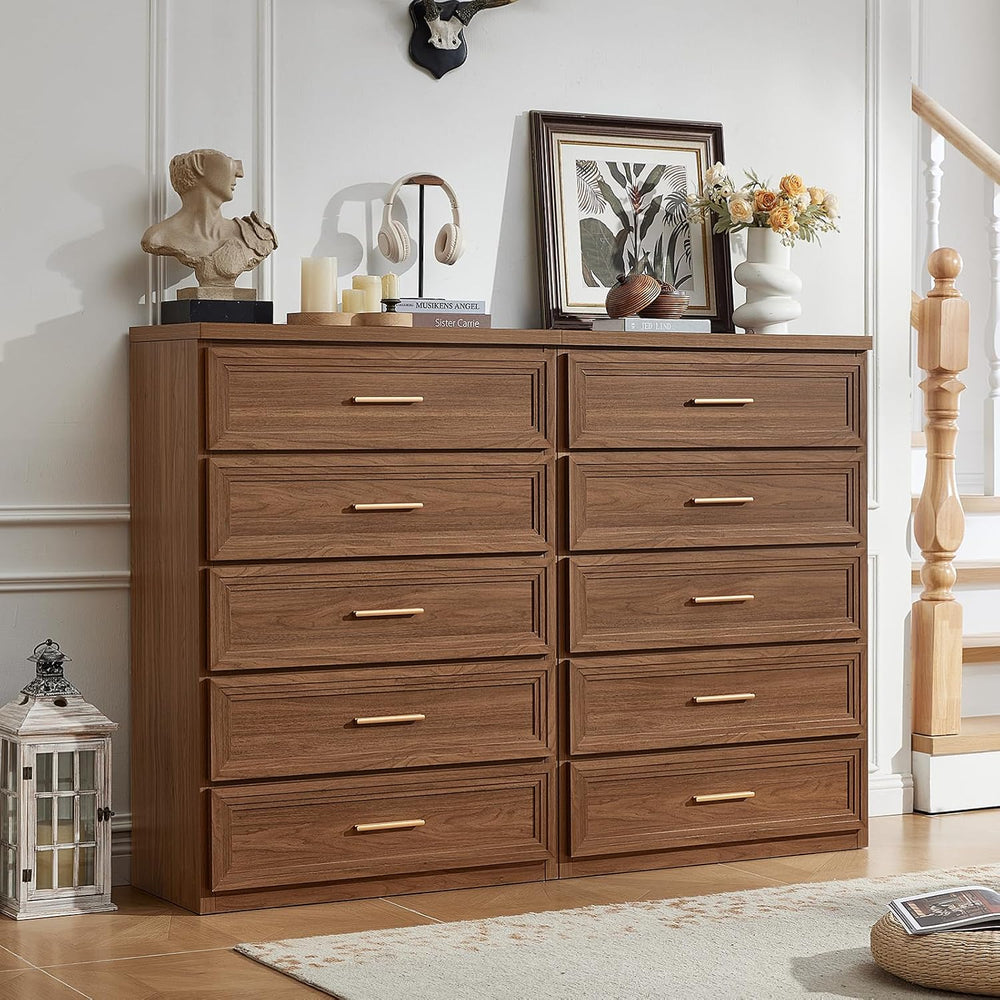 RWYHG Dresser Set for Bedroom with 5 Drawers 45" Tall with Gold Handle