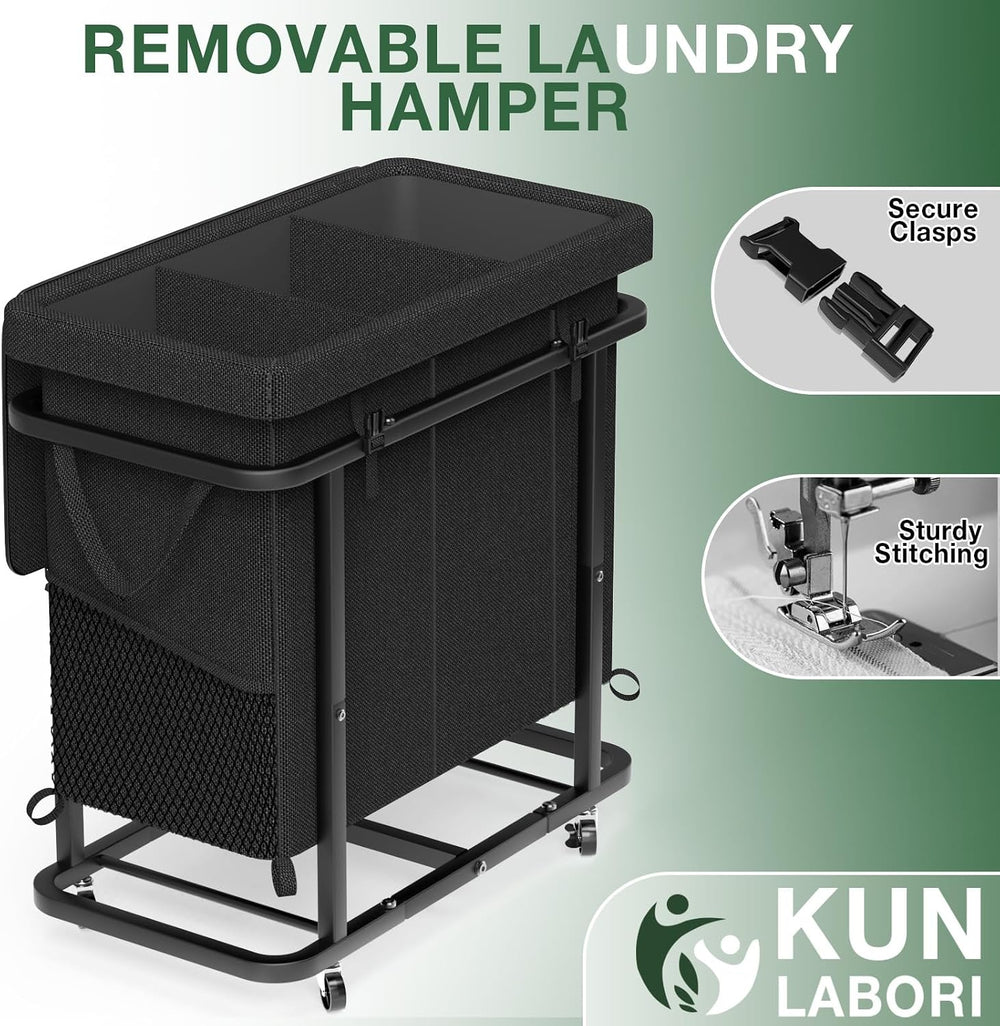 Laundry Basket with Lid,230L Rolling Laundry Hamper with Wheels,Black