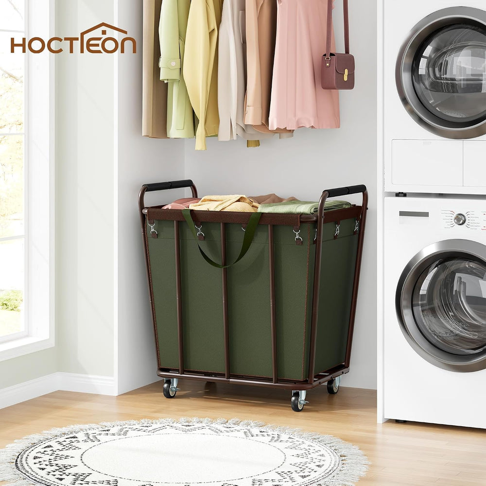 Hoctieon Large Laundry Cart with Wheels, 400L Heavy Duty Laundry Basket Organ...